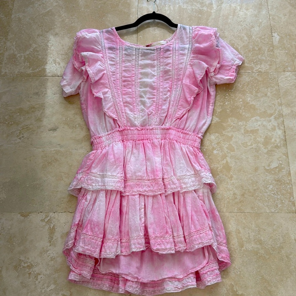 LoveshackFancy most stylish, and popular dress. Pink tie-dye Rafael dress.
